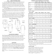 Load image into Gallery viewer, back of pattern envelope with description, line drawings, fabric suggestions, and sizing chart
