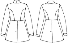 Load image into Gallery viewer, Black and white Pattern drawing of the back view of the man and woman's Countryside Frock Coat.
