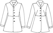 Load image into Gallery viewer, Black and White front view of pattern drawing of man and woman Countryside Frock Coat
