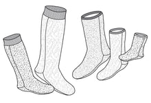 Load image into Gallery viewer, Five polar socks black and white line drawings
