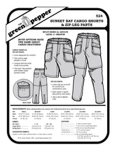 Load image into Gallery viewer, Cover for sewing pattern 524 Sunset Bay Cargo Shorts &amp; Zip-Leg Pants
