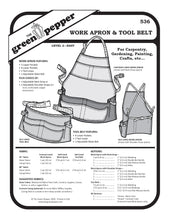 Load image into Gallery viewer, Image of cover of work apron and tool belt sewing pattern.
