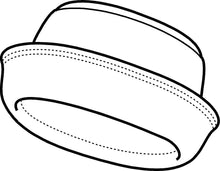 Load image into Gallery viewer, drawing of hats with roll brim and bucket brim
