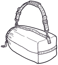 Load image into Gallery viewer, Line drawing of  a stuff sack with a shoulder strap.
