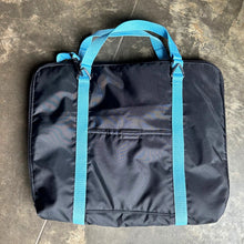 Load image into Gallery viewer, Black briefcase made with blue straps
