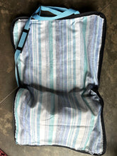 Load image into Gallery viewer, briefcase fully open to show blue striped inside.
