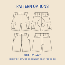Load image into Gallery viewer, Cargo Shorts sewing pattern Wardrobe By Me

