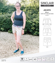 Load image into Gallery viewer, Pdf sewing pattern S1075 Jakarta woven shorts with pockets and yoga waistband by Sinclair Patterns
