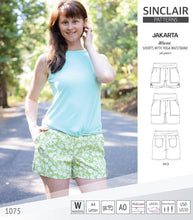 Load image into Gallery viewer, Pdf sewing pattern S1075 Jakarta woven shorts with pockets and yoga waistband by Sinclair Patterns
