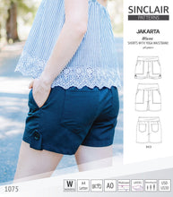 Load image into Gallery viewer, Pdf sewing pattern S1075 Jakarta woven shorts with pockets and yoga waistband by Sinclair Patterns

