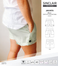 Load image into Gallery viewer, Pdf sewing pattern S1075 Jakarta woven shorts with pockets and yoga waistband by Sinclair Patterns
