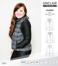 Load image into Gallery viewer, Sinclair Patterns S1080 Journey zip up zippered knit raglan hoodie for women with kangaroo, zippered or cargo pockets pdf sewing pattern
