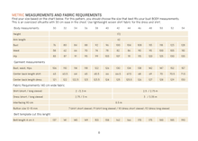 Load image into Gallery viewer, Fabric requirements and size chart for a garment pattern on a white background
