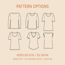 Load image into Gallery viewer, Wardrobe Builder T Shirt sewing pattern Wardrobe By Me
