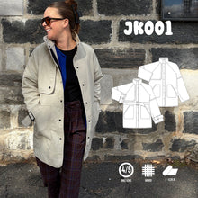 Load image into Gallery viewer, JK001 - Veste oversized avec manches raglan et ''gun flap''
