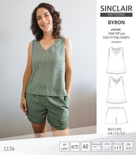 Load image into Gallery viewer, Byron v-neck tank top and easy fitting shorts set for woven fabrics  (PDF)
