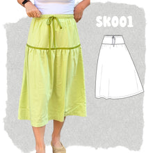 Load image into Gallery viewer, SK001 - Jupe à taille élastique avec découpes aux hanches
