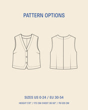 Load image into Gallery viewer, Waistcoat top sewing pattern
