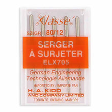 Load image into Gallery viewer, KLASSÉ sewing machine needles- Serger - Size 80/12/ELX705
